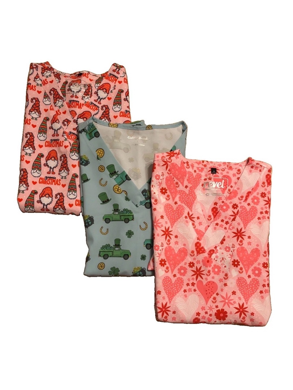 Gabby Brooke/Revel Women’s Holiday Scrub Top Bundle - Medium